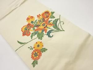 金糸花葉模様織出し名古屋帯